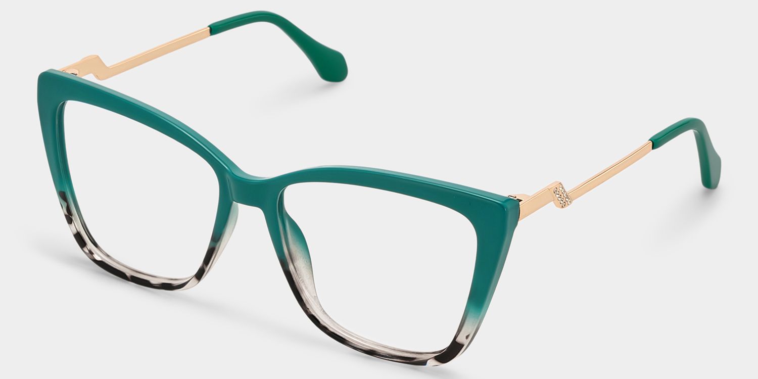 Awilda Cateye Green Eyeglasses with Two-Tone Frames2