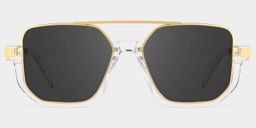 Oromiya Gold Clear Geometric Sunglasses0