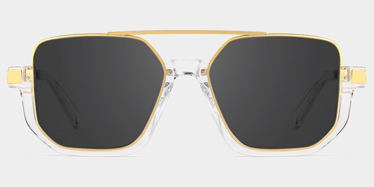 Oromiya Gold Clear Geometric Sunglasses