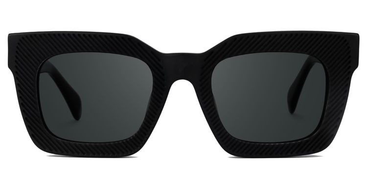 Keisa Black Rectangle Sunglasses