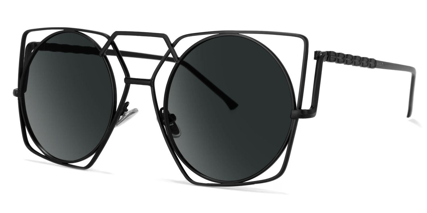 Evette Geometric Black Sunglasses for Women & Men | ZEELOOL1