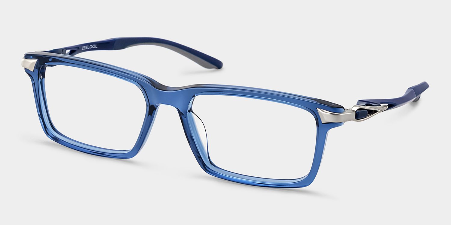 Orion Blue Rectangle Eyeglasses for Men | ZEELOOL3