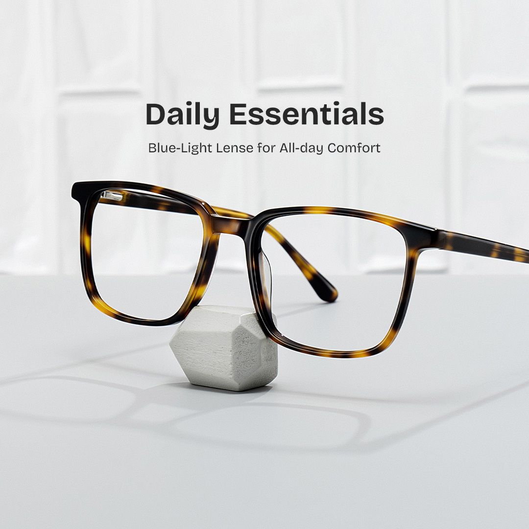 Rectangle Tortoise Eyeglasses- Aidan Acetate Frame Glasses0