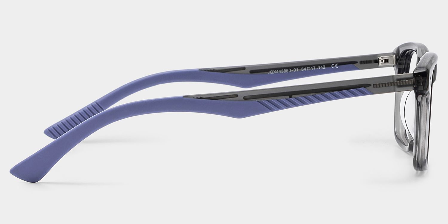 Bastian Gray Rectangle Mixed Frame Glasses for Men | ZEELOOL4
