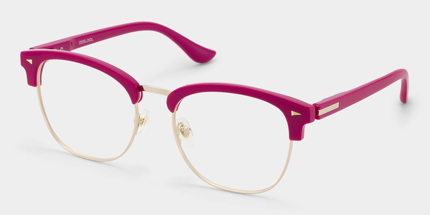 Lasha Pink Browline Mixed Frame Glasses for Women | ZEELOOL3