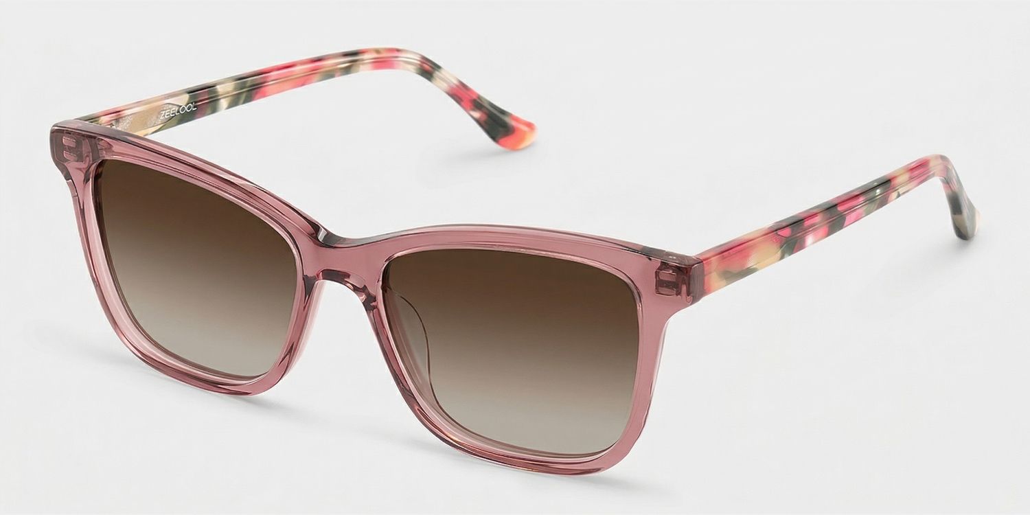 Faith Acetate Pink Rectangle Frame Sunglasses | ZEELOOL2