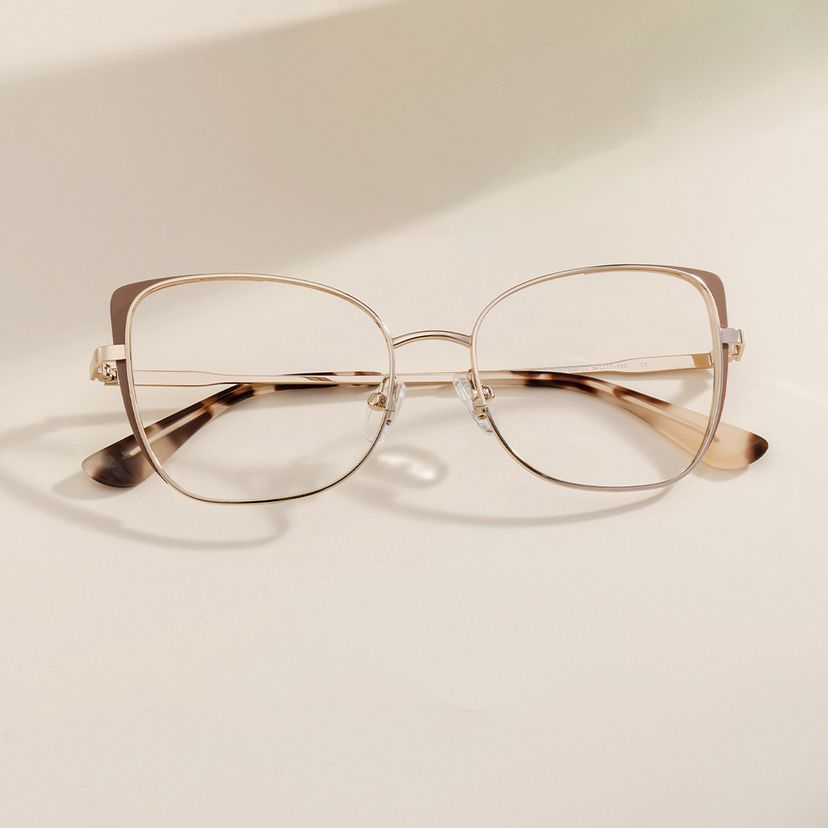 Tessa Khaki Gold Cat eye Glasses