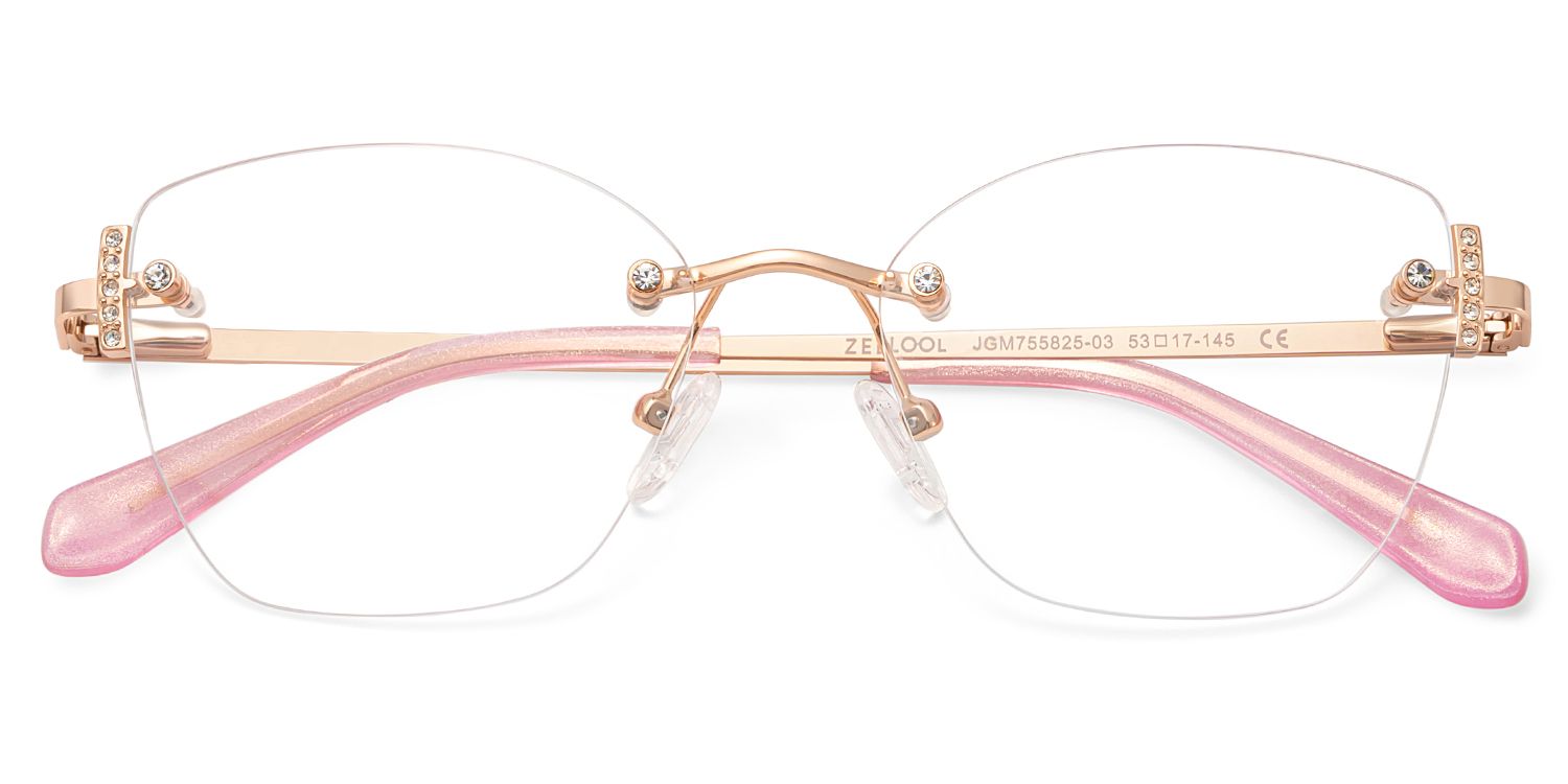 Jaxon Rimless Pink Rectangle Eyeglasses for Women | ZEELOOL2