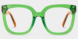 Ebony Green Square Glasses0