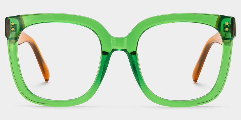 Ebony Green Square Glasses