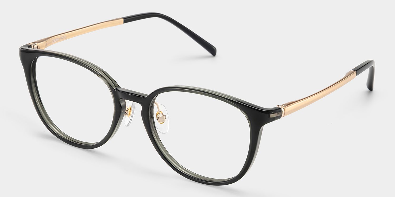 Amanda Rectangle Black Frame Glasses with Gold Trim | ZEELOOL4