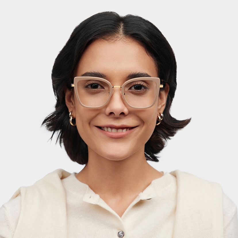 Leila Beige Butterfly Glasses