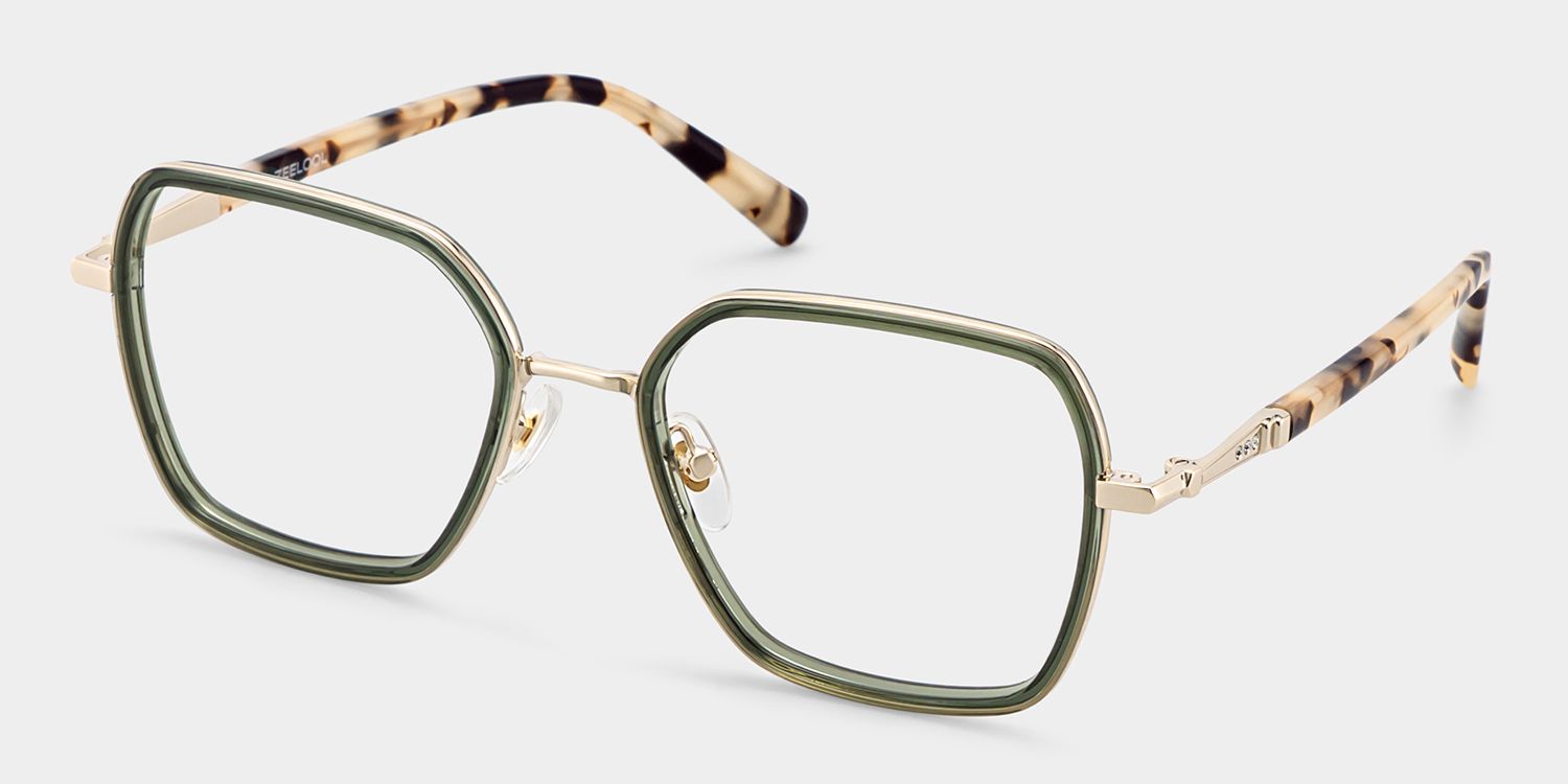 Sophie Green Geometric Mixed Frame Glasses for Women | ZEELOOL3