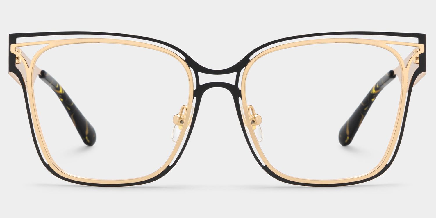 Women's Metal Glasses with Golden Tortoise Temples Online0