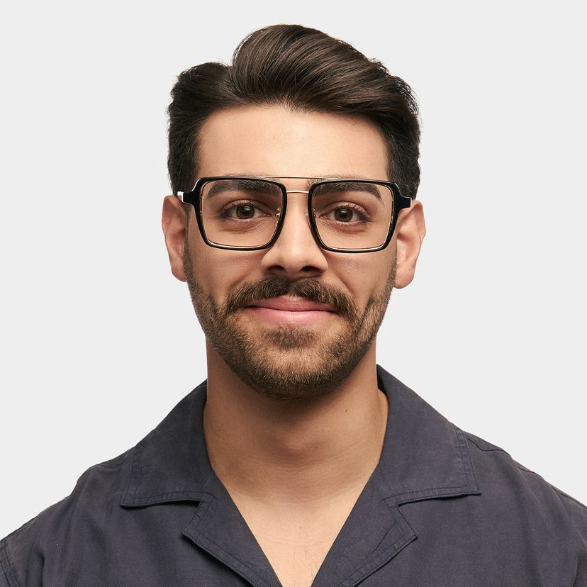 Nellie Black-Gold Aviator Glasses