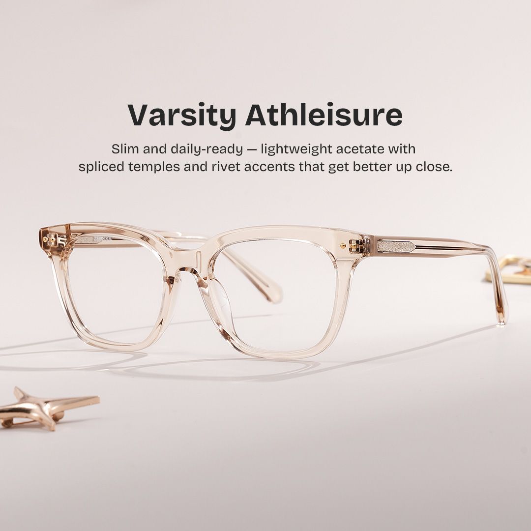 Angela Beige Clear Rectangle Glasses Frames | ZEELOOL0