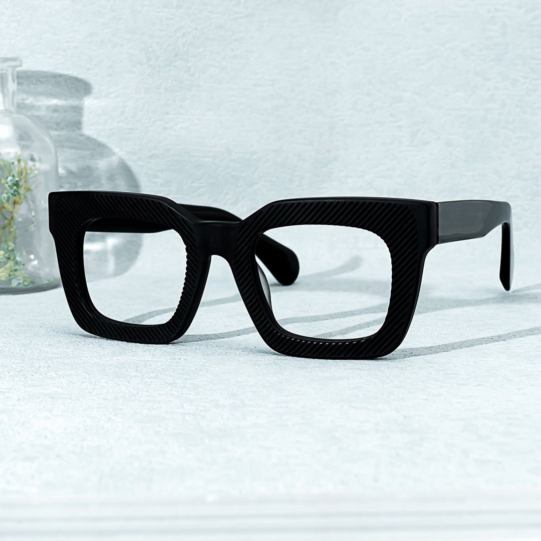 Keisa Square Black Frame Glasses | ZEELOOL4