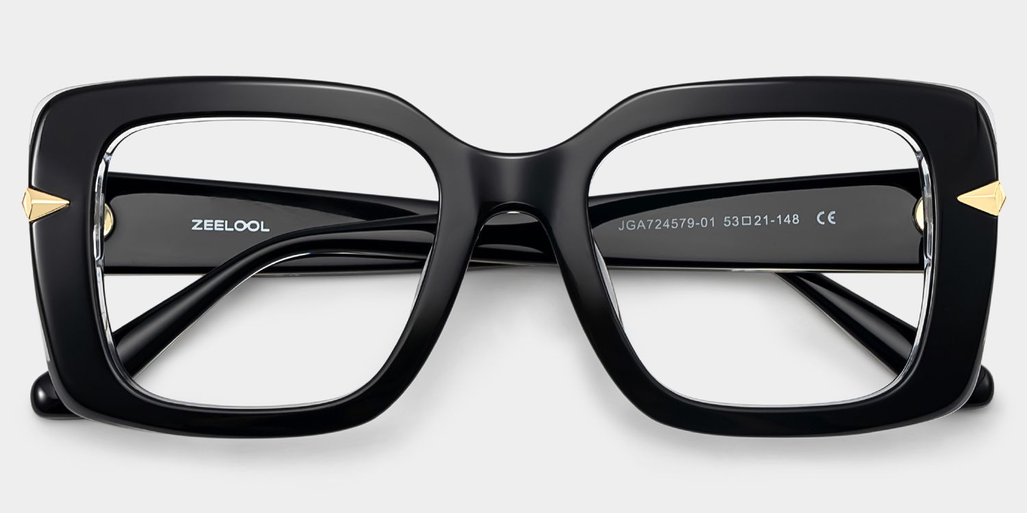 Neon Black Frame Prescription Glasses with Square Shape | ZEELOOL4
