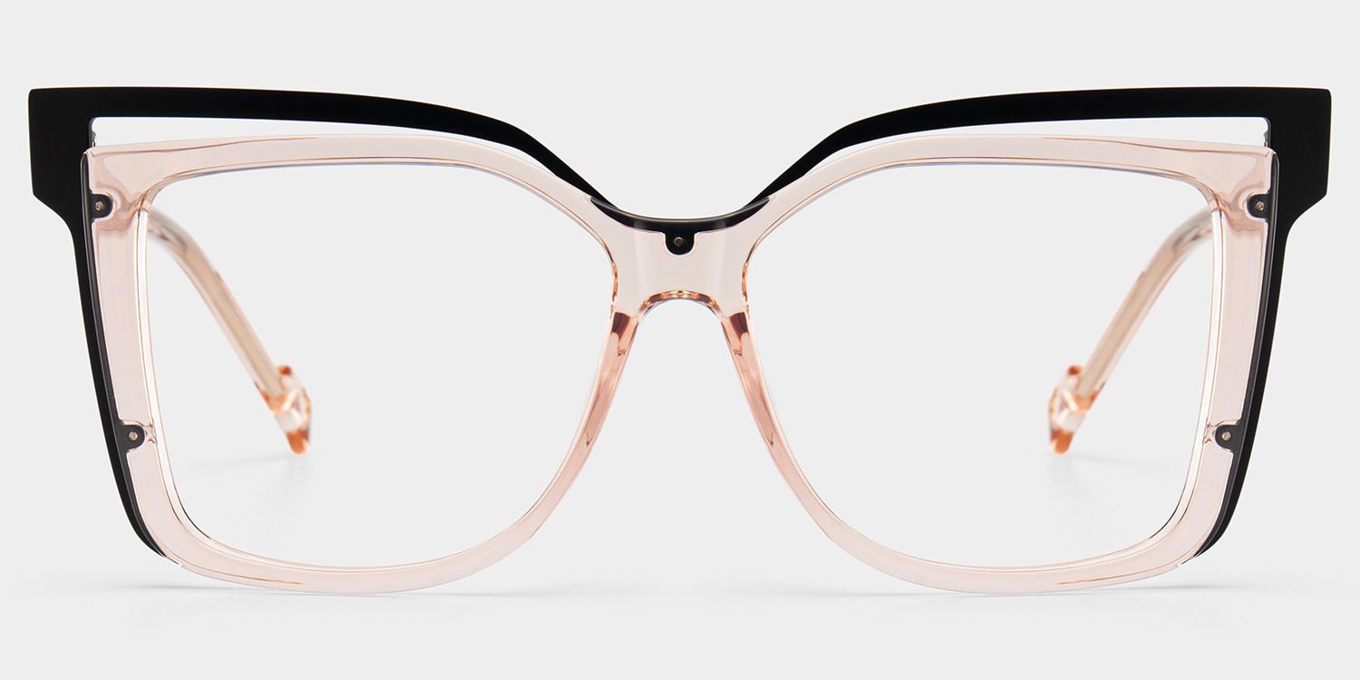 Twolla Square Beige Glasses with Black Edge for Women | ZEELOOL1