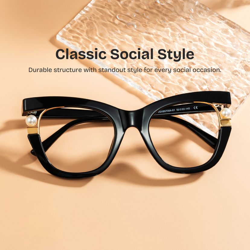Pearl Black Cat eye Glasses