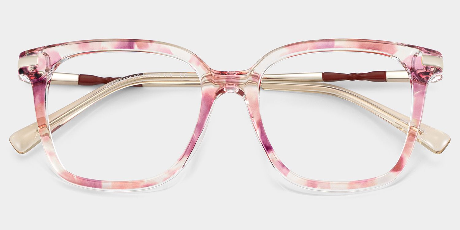 Jacqui Pink Flower Tortoise Square Glasses Frames | ZEELOOL1