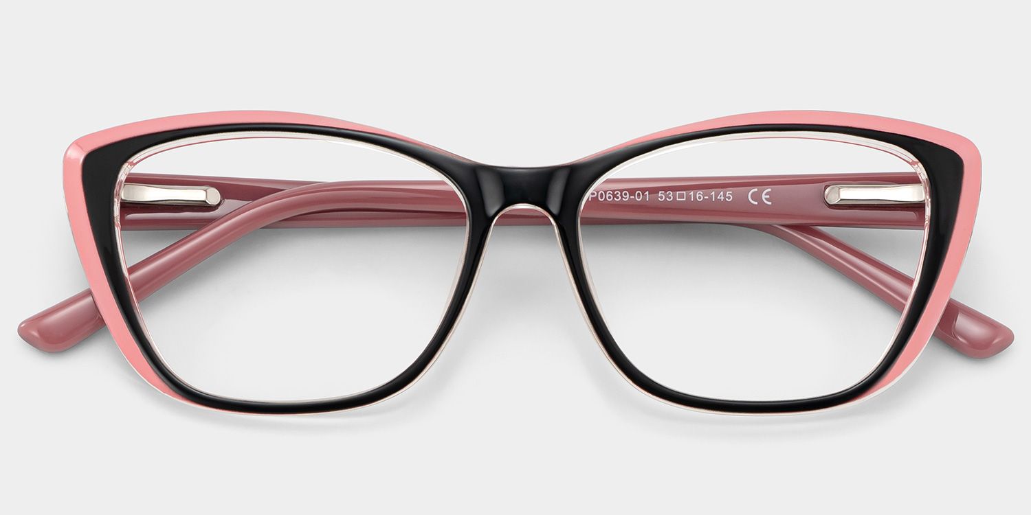 Fidelia Cat Eye Black & Pink Frame Glasses for Women | ZEELOOL2