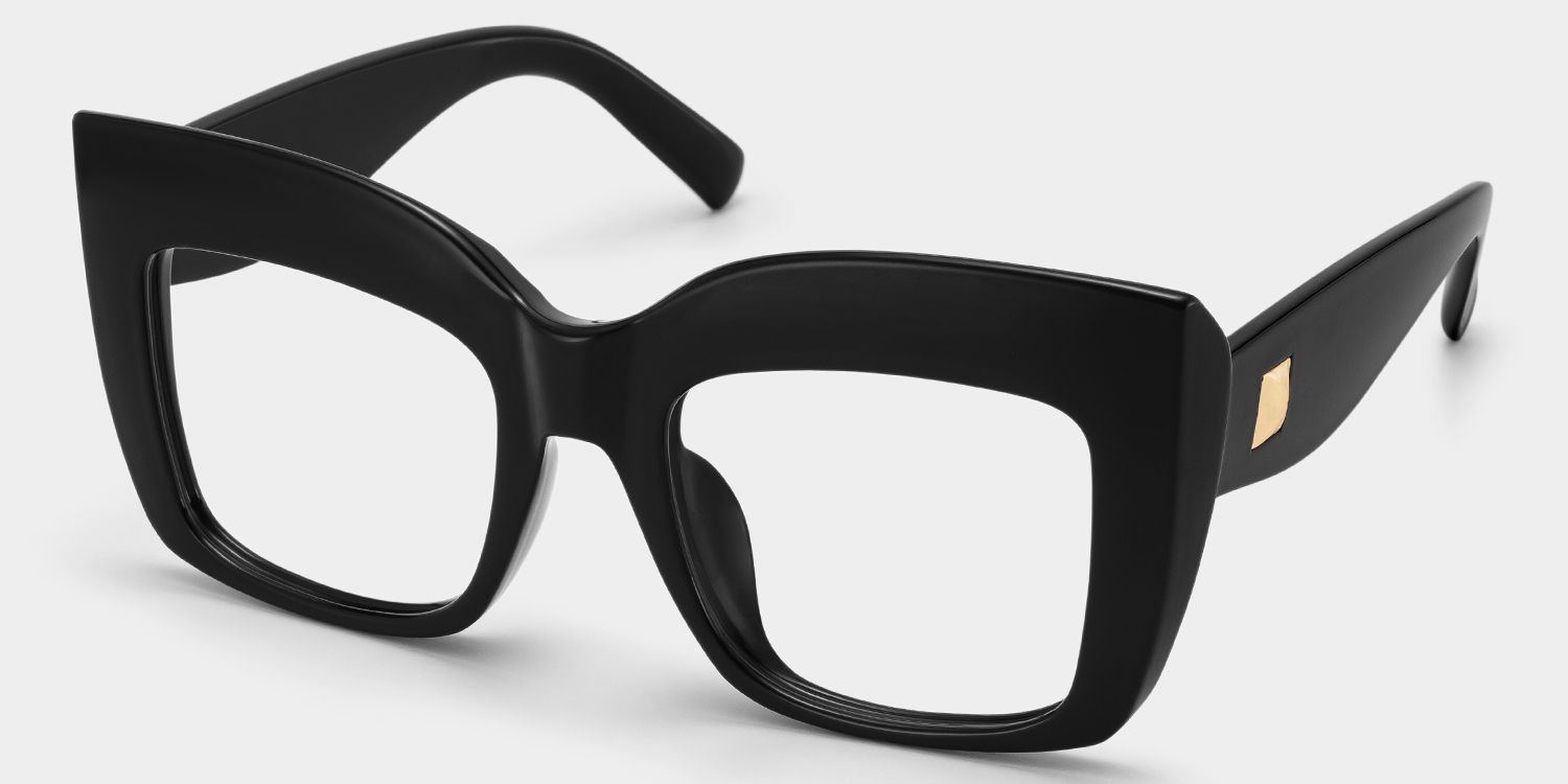 Alberta Cat Eye Black Oversized Thick Frame Glasses2
