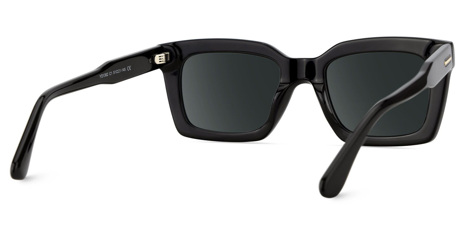 Solana Rectangle Black Prescription Sunglasses | ZEELOOL4