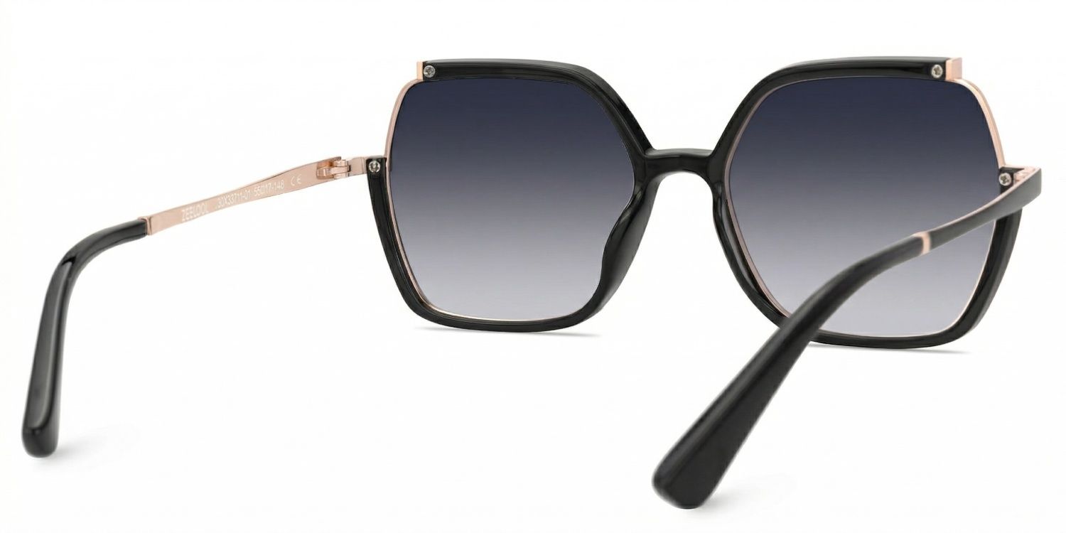 Alexia Square Black Sunglasses for Women & Men | ZEELOOL3