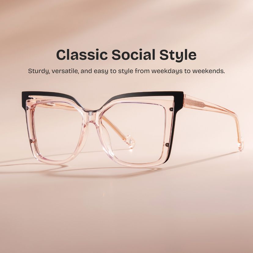 Twolla Beige Square Glasses