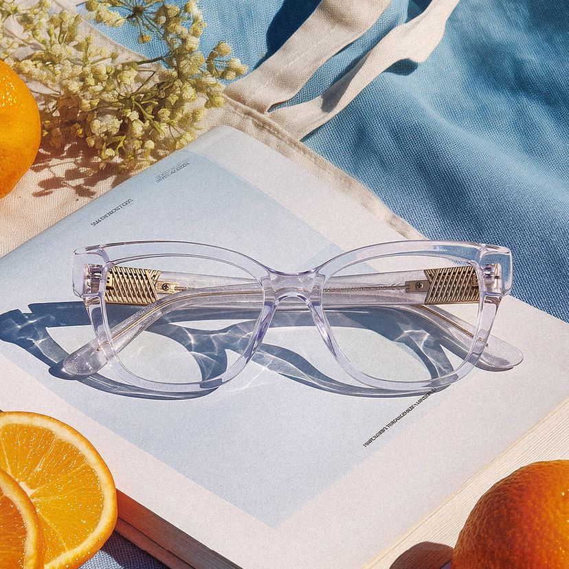 Miranda Clear Purple Cat eye Glasses