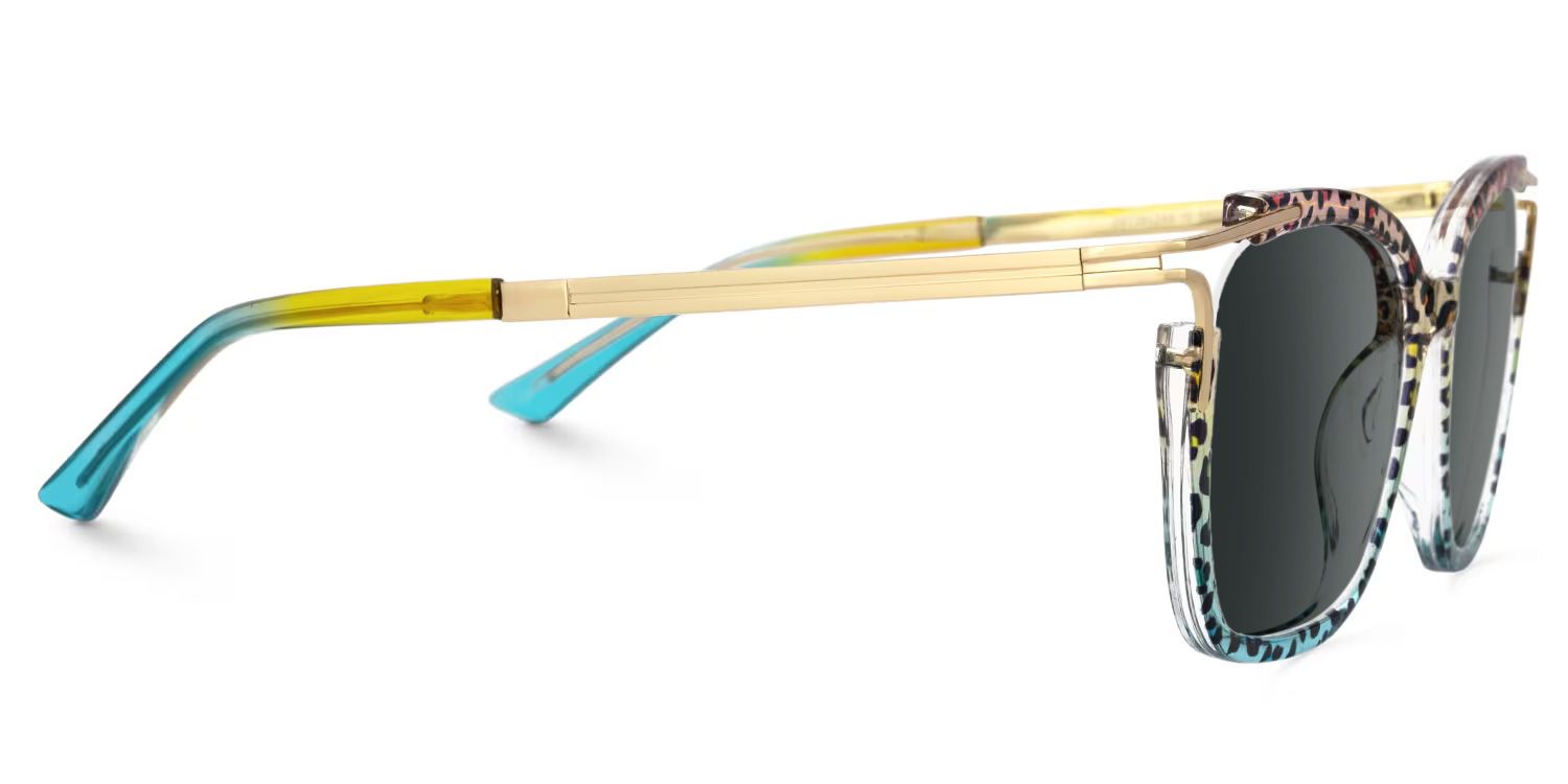 Sidibe Square Blue Leopard Prescription Sunglasses | ZEELOOL2