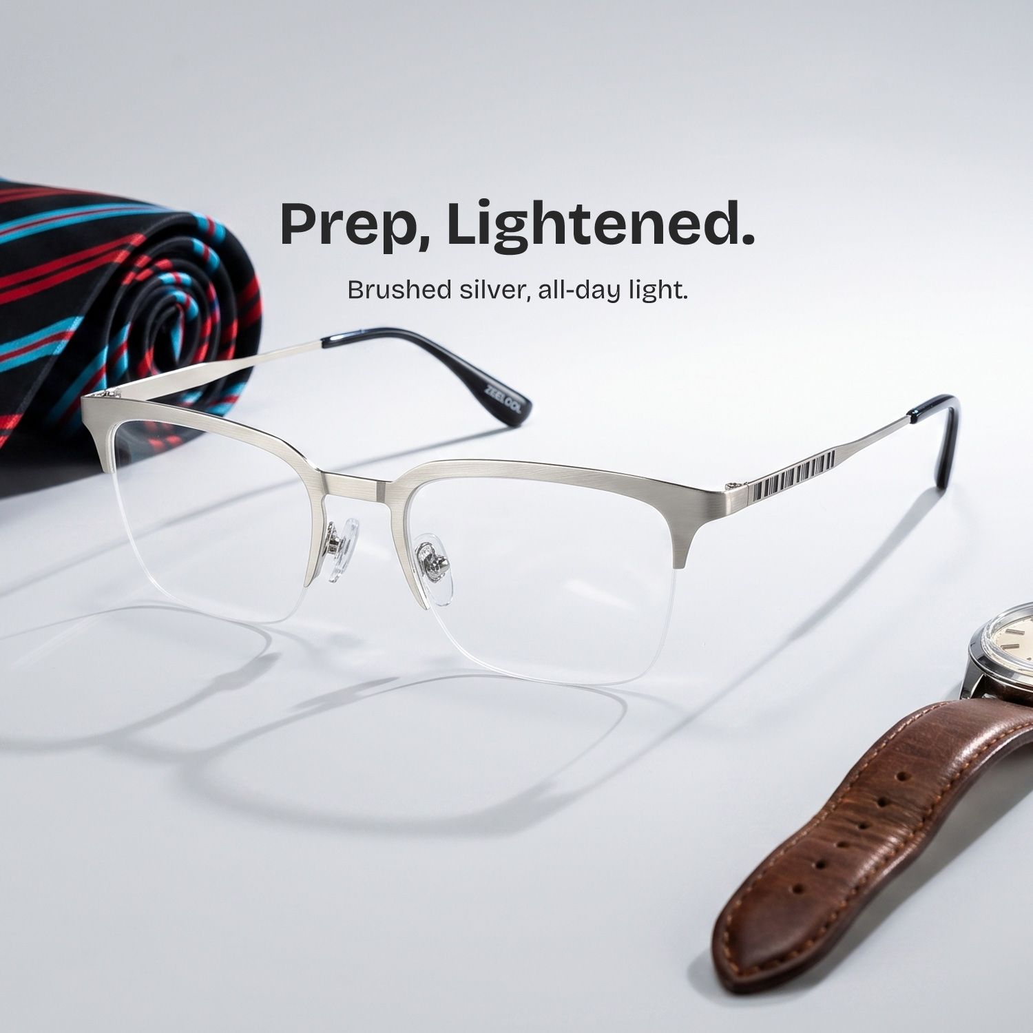 Peyton Browline Glasses Frames in Silver Color | ZEELOOL0