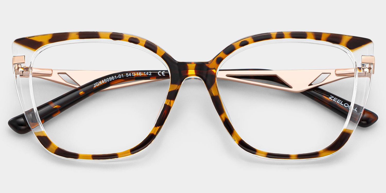 Margret Cat Eye Tortoise Mixed Frame Glasses | ZEELOOL2