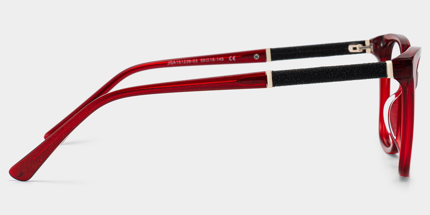 Finnian Red Square Glasses Frames with Black Glitter Fabric | ZEELOOL4