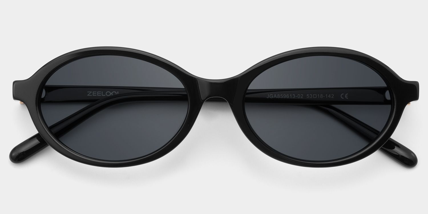 Everly Oval Black Prescription Sunglasses | ZEELOOL1
