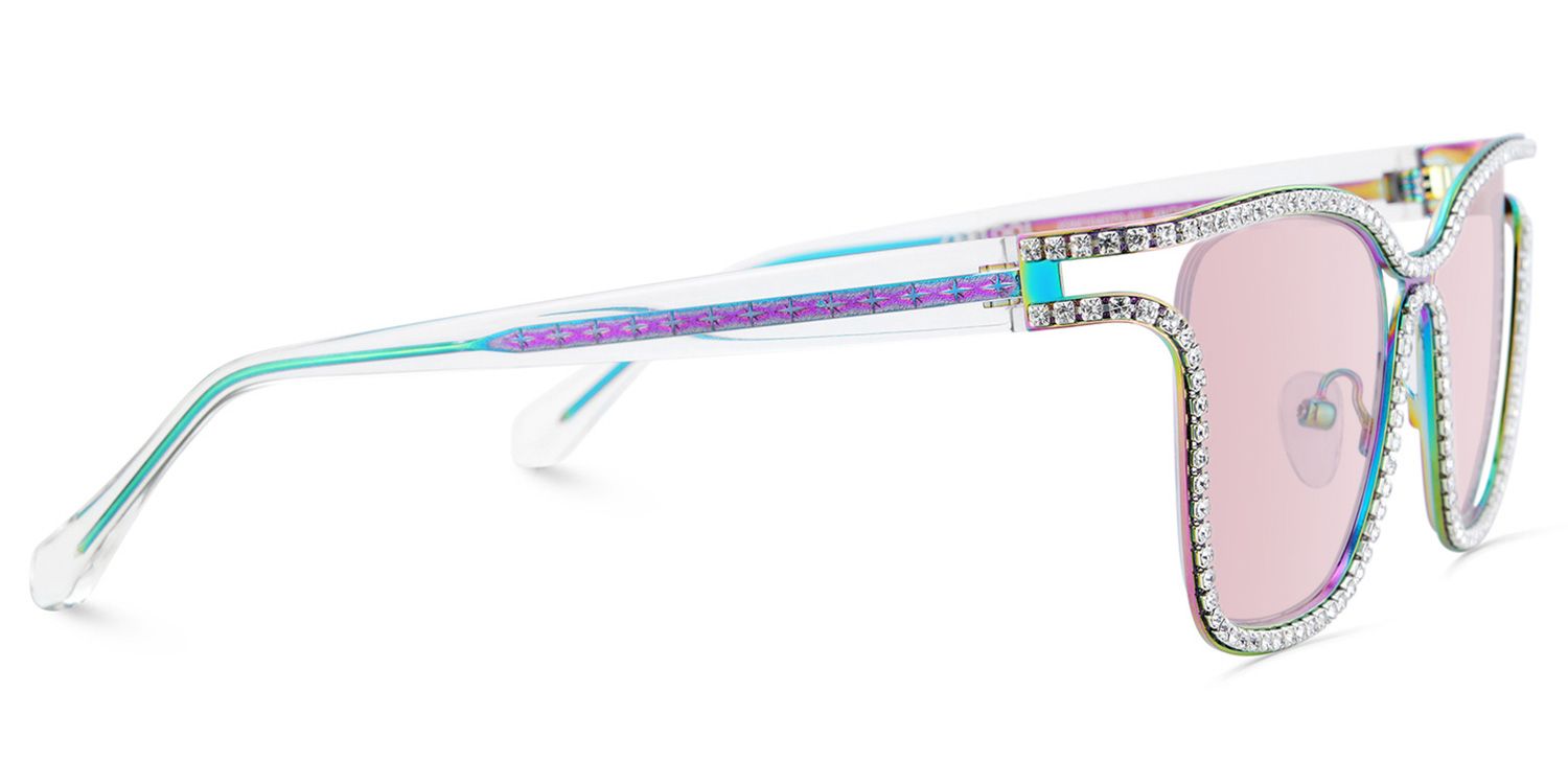 Shine Square Style Iridescent Frame Sunglasses | ZEELOOL3