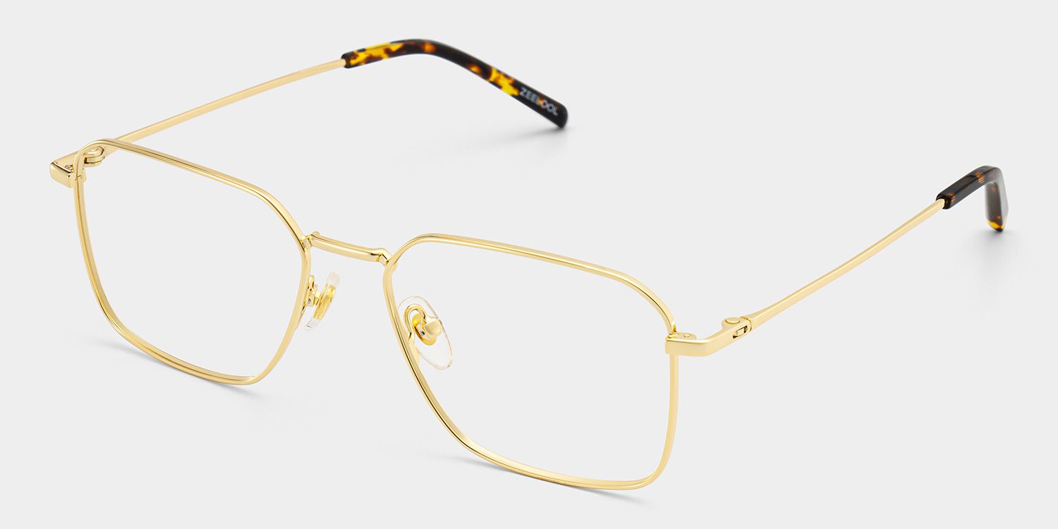 Leah Gold Frame Rectangular Glasses in Metal Frames for Men | ZEELOOL3