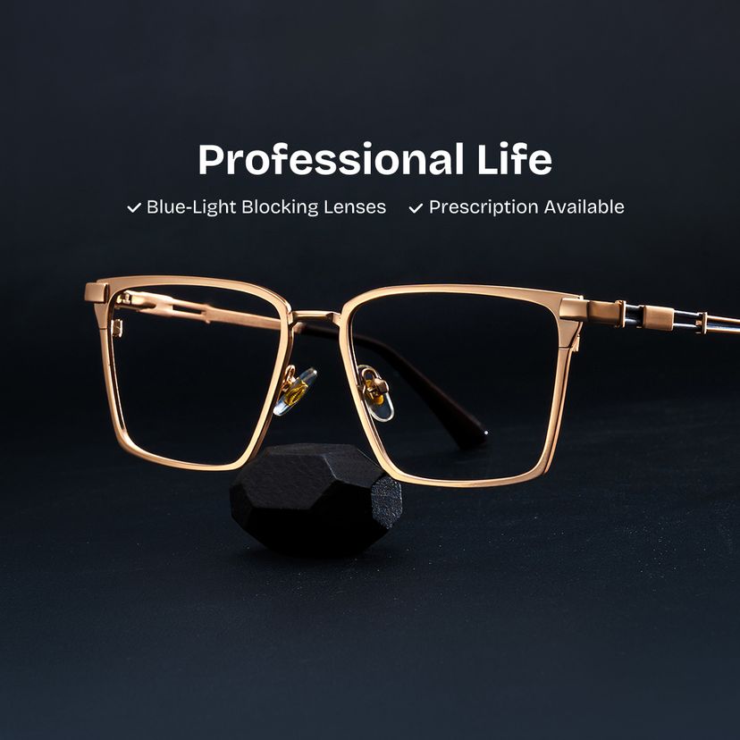 Finn Gold Rectangle Glasses