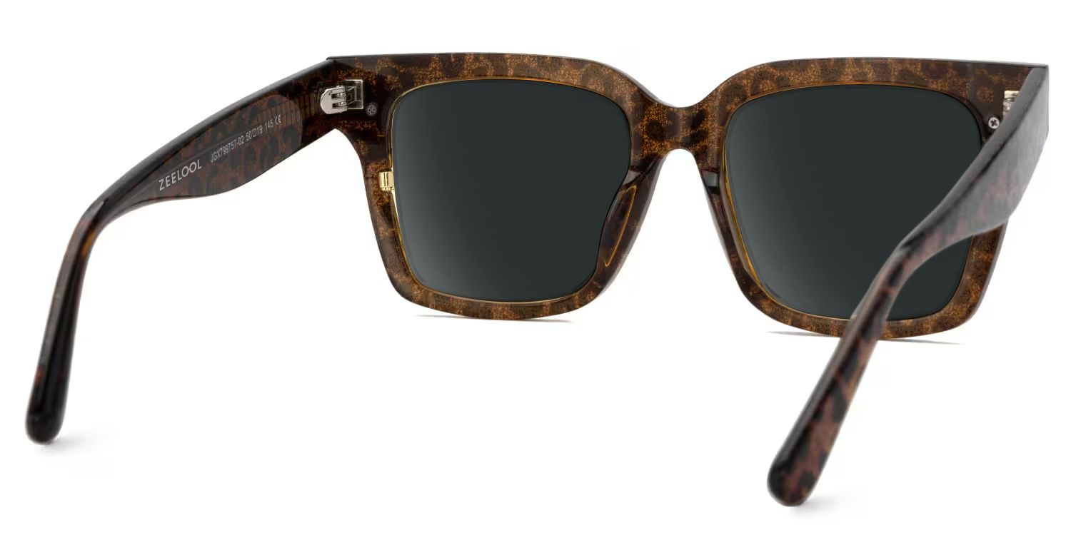 Taylor Mixed Gold Leopard Square Frame Sunglasses | ZEELOOL3