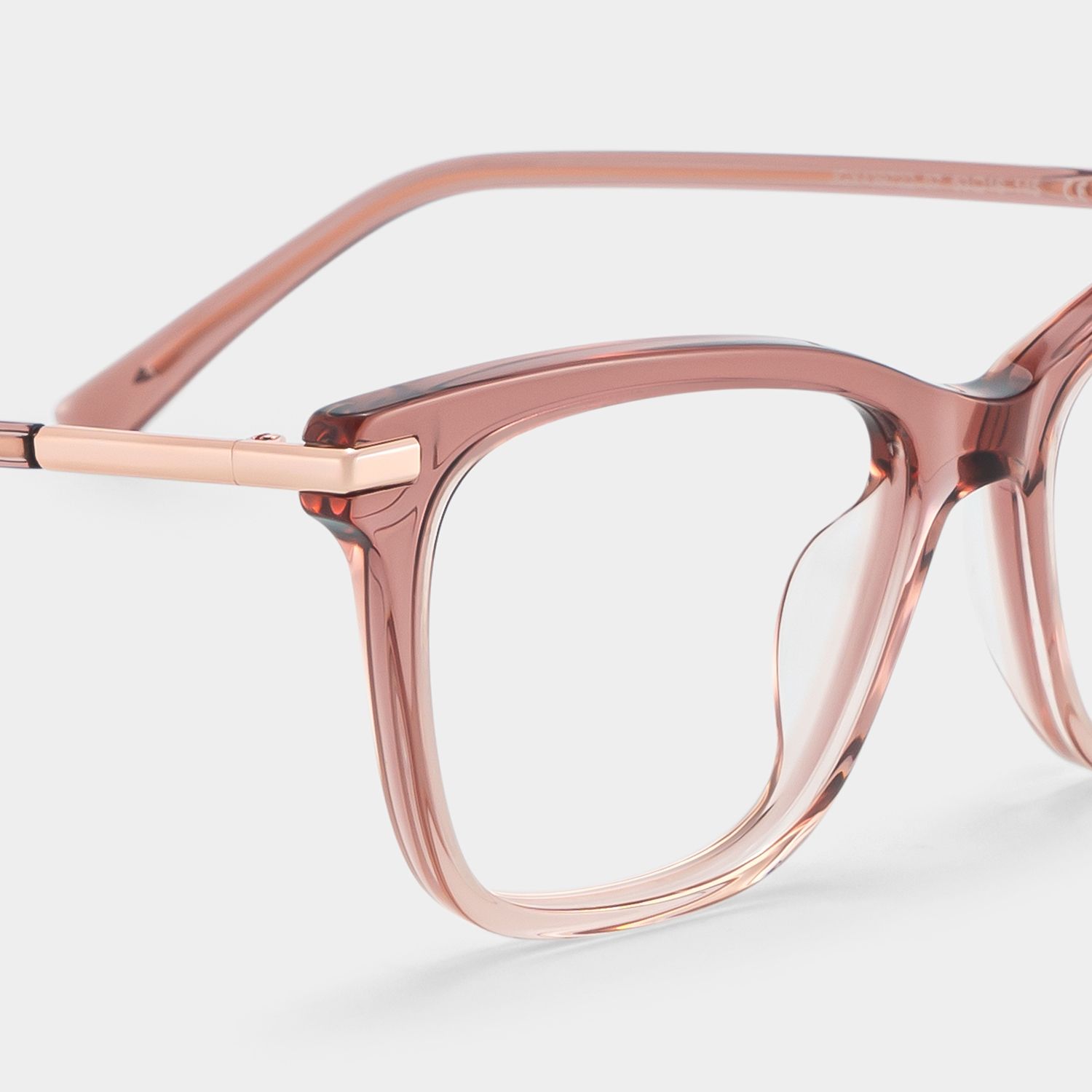 Eliot Clear Pink Rectangle Mixed Frame Glasses for Women | ZEELOOL5