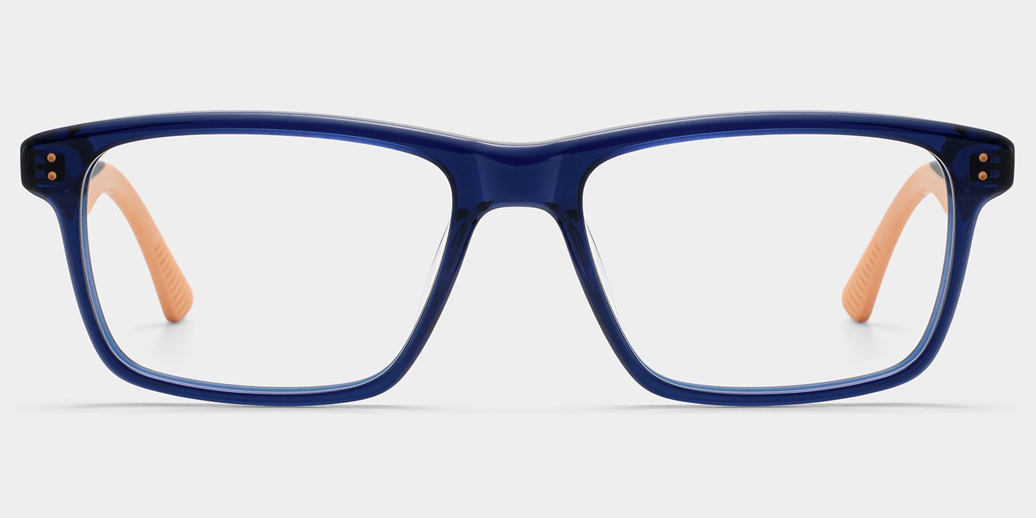 Bastian Blue Rectangle Mixed Frame Glasses for Men | ZEELOOL1
