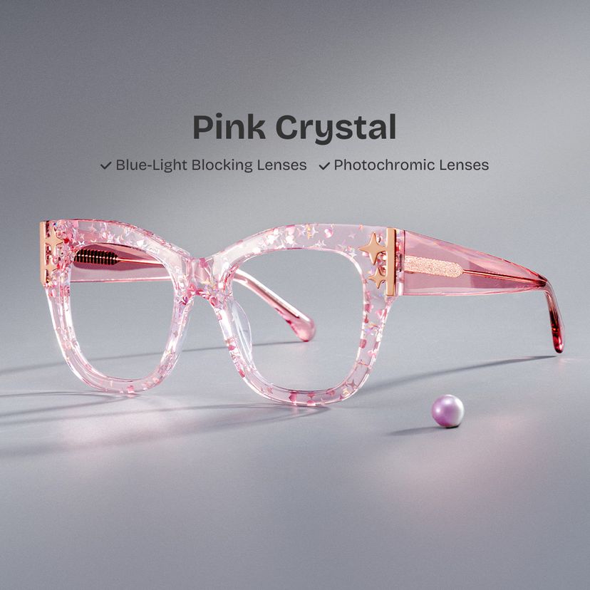 Minfia Pink Square Glasses