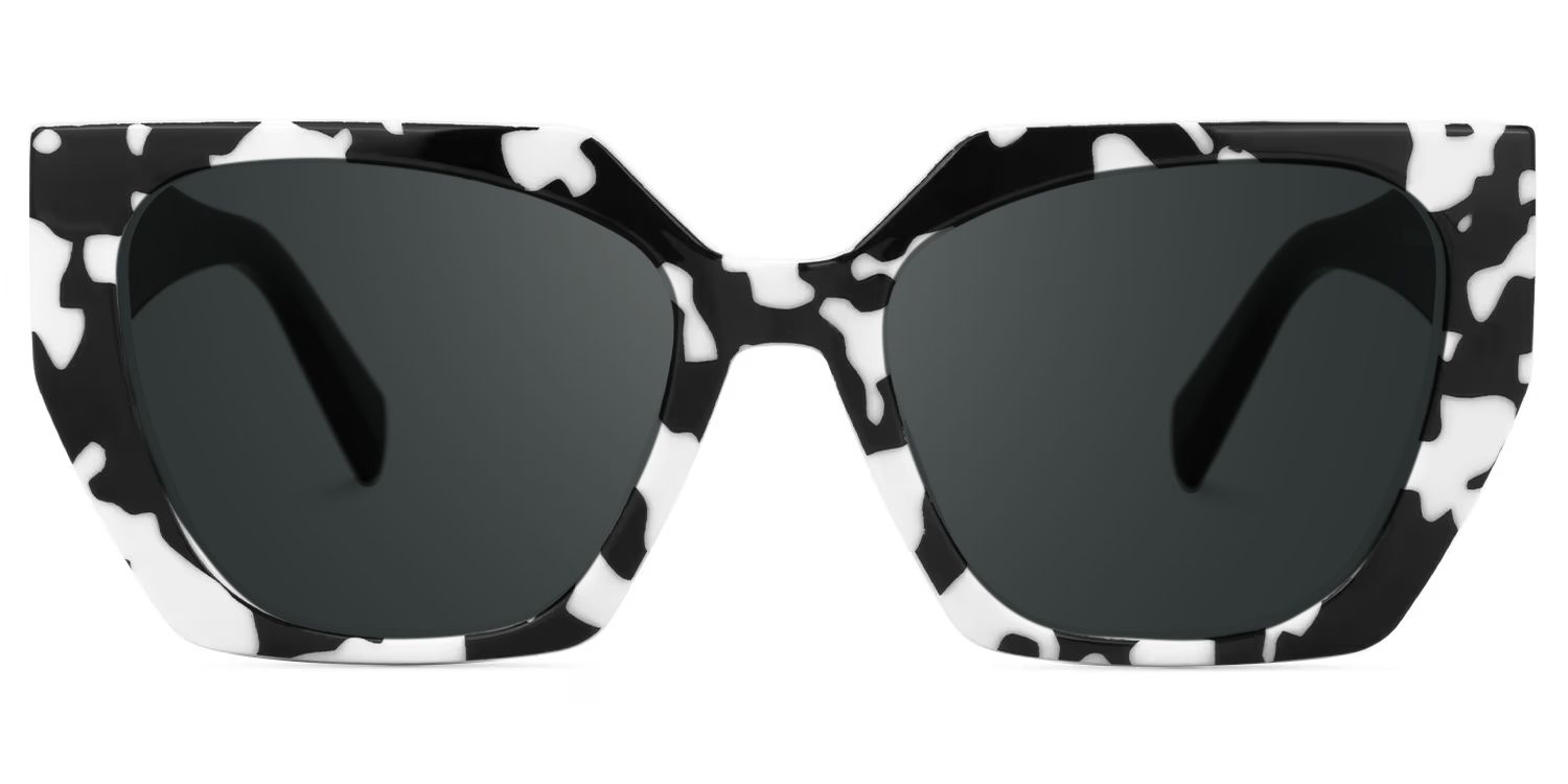 Sileidy Plastic Black-White Rectangle Frame Sunglasses | ZEELOOL0