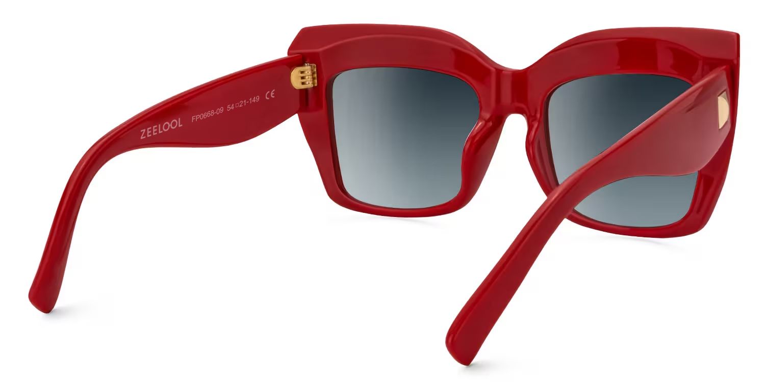 Alberta Square Style Red Frame Sunglasses | ZEELOOL3