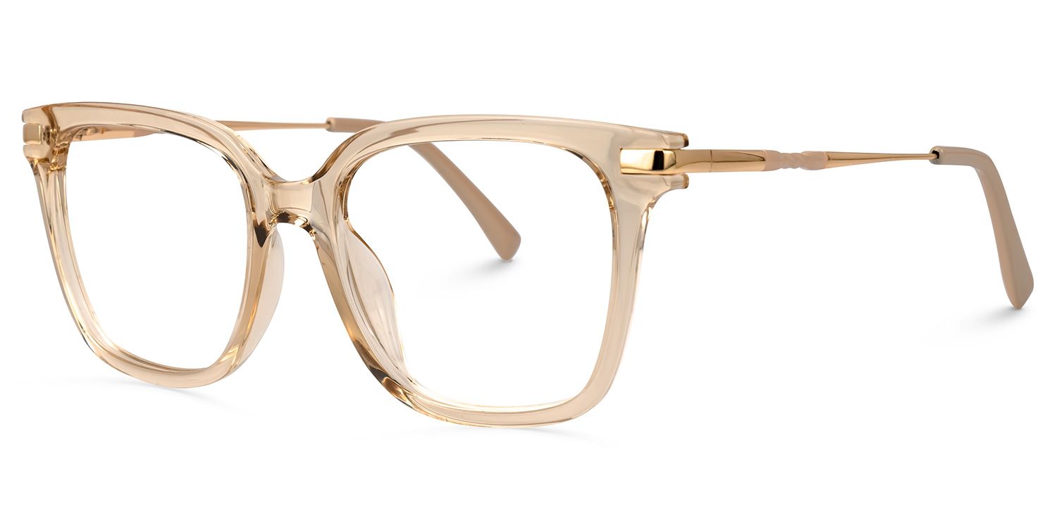 Jacqui Square Beige Eyeglasses and Clear Frame | ZEELOOL1