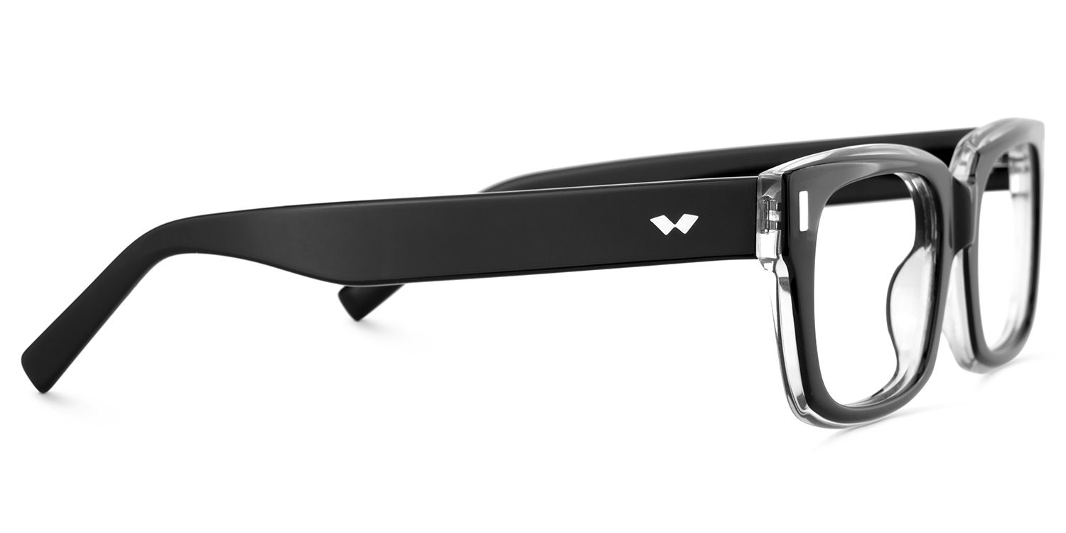Designer Rectangular Glasses with Clear Rim of Black Frame4