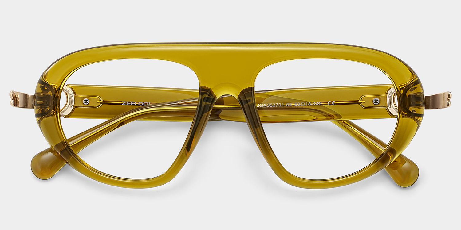 Aveline Green Thin Aviator Full Frame Glasses | ZEELOOL2