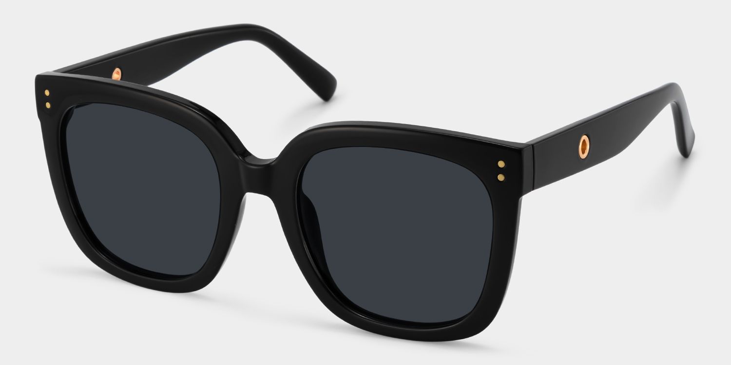 Ebony Plastic Black Square Frame Sunglasses | ZEELOOL2