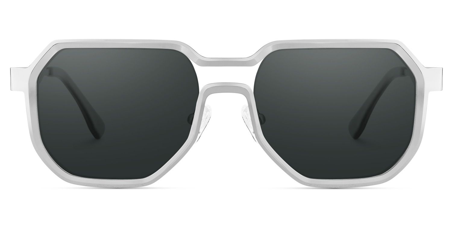 Hype Metal Silver Geometric Frame Sunglasses | ZEELOOL1